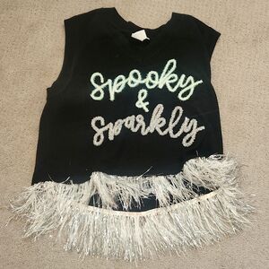 Queen of Sparkles Spooky and Sparkly black sleeveless top medium